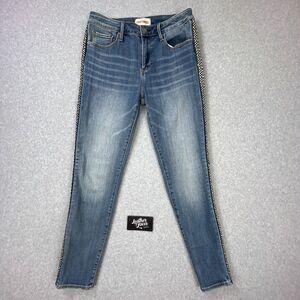 Driftwood Jackie High Rise Jeans Womens Sz 28 x 28 Geometric Stripe Embroidered